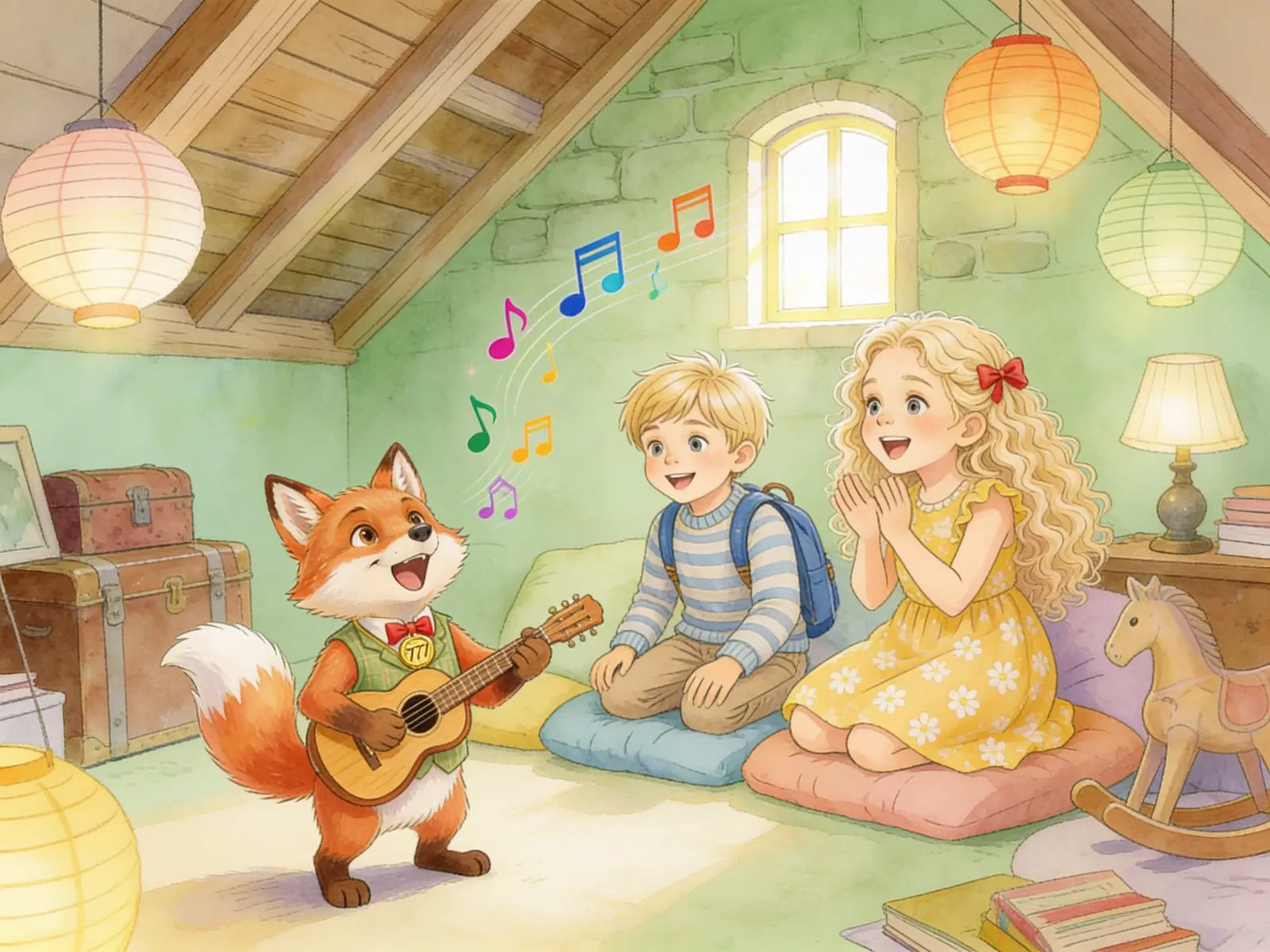 Pico spielt Gitarre, Lara und Jan singen mit